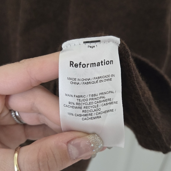 Reformation Doreen 100% Cashmere Polo Sweater Dress Brown Collar Small S - Picture 7 of 10